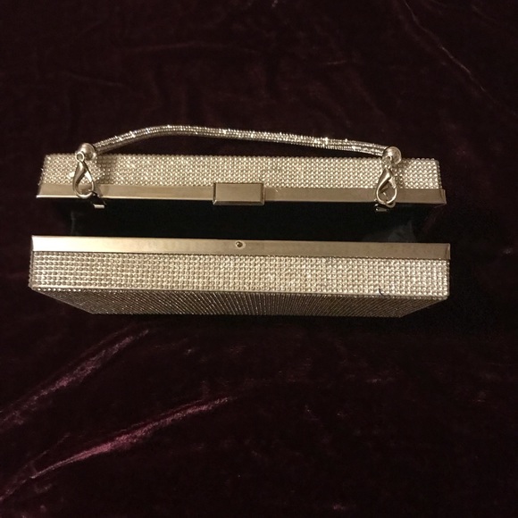 Bling Rectangle Evening Tote Clutch Crossbody Bag - Picture 4 of 10